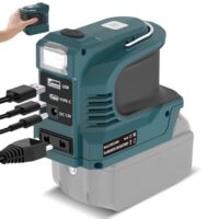 Akku Wechselrichter für Makita 18V Akku, DC 18V auf AC 220V Spannungswandler Adapter mit USB Typ-C DC12V Anschluss und AC Steckdose und LED Lampe, Notstromaggregat für Camping