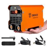 Elektroden Schweißgerät Mini Schweißgerät, DEKO 140A 220V MMA Inverter Schweissgerät für Heimreparaturen, Metallschweißen, DIY, Tragbares Schweißgerät mit verstellbarem Schultergurt