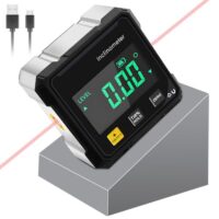 Digitaler Winkelmesser Magnetisch, 4-Seitiger Magnetischer Digitaler Winkelmesser mit Laser und IP54 Wasserdicht Digitale Wasserwaage für Holzarbeiten, Bau, Dekoration und DIY Projekte