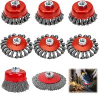 ZHEHNSA 8 Stück Drahtbürste Winkelschleifer M14 - Set mit Drahtbürsten für Bohrmaschinen-Reinigen, Rosten, Polieren und Schleifen