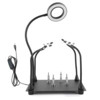 Dritte Hand Löten, Lötstation Helfende Hand mit 6X Lupe und 4 flexible Armen für Elektronik-Reparaturen und -Modelle