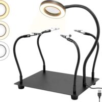 Dritte Hand Löten, Löthilfe mit 6X Lupe Licht, Lötstation mit 4 flexiblen Armen und LED Lupenlampe, ideal für Schweißer, Schmuckhersteller und Handwerker