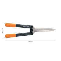 Fiskars Getriebe-Heckenschere HS52, Antihaftbeschichtet, Hochwertige Stahlklingen/Glasfaserverstärkter Kunststoff, Länge: 58,5 cm, Schwarz/Orange, Powerlever
