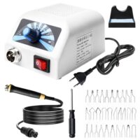 GAOUTO Brandmalstation, Lötstation Lötkolben Set, 25W Brandschmierung Set mit 30 Teilen Lötspitzen, Einstellbare Temperatur 100-800°C, Brennkolben Holzbrennstation, Brandmalerei Werkzeug für Holz, Leder