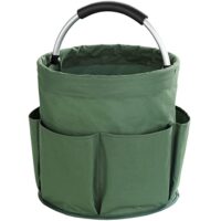 Gartenwerkzeugtasche mit 6 Außenfächern, wasserabweisendem Polyester und Aluminiumrahmen, gepolsterter Tragegriff und faltbarer Design