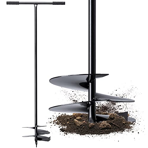 Erdlochbohrer aus Metall, Handerdbohrer für Gartenarbeiten mit langem Handgriff und robusten Konstruktion
