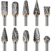 Hartmetall Frässtifte mit Doppelschnitt, 10 Stück Set mit 3mm Schaft für Schleifen, Schnitzen und Metallpolieren