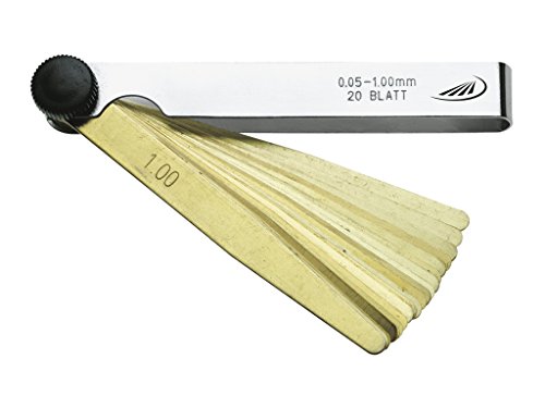 Helios Preisser Fühlerlehren, Blatt konisch 10 mm x 100 mm, Feststellmutter, Messbereich 0,05 – 1,0 mm, 20 Blätter
