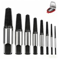 Professionelles Werkzeugset zum Entfernen beschädigter Schrauben und Rohre, 8 Stück schraubenausdreher set mit Kohlenstoffstahl screw extractor und Aufbewahrungsbox