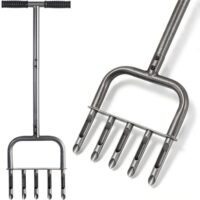 Jebosam Rasen Aerifizierer Geräte mit 5 Hohlspoon - Handaerifizierer Rasenlüfter, Garten Vertikutierer für eine verbesserte Rasengesundheit