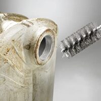 Runddrahtbürste fein, gewellt, Stahldraht, Ø 38 mm für Metall und Stein, Drahtbürste für Bohrmaschine inkl. 8 mm Rundschaft, Rohrbürste für Kessel/Heizung