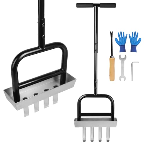 Rasenlüfter Manuell 4 Kerne mit Ablagefach, ideal für Rasenbelüftung und -specht