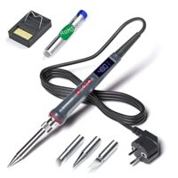 Lötkolben Set 200W 220V, Lötkolben mit LED Anzeige, 6 in 1 Lötset für das professionelle Löten von großen Elektronikbauteilen. Der Lötkolben verfügt über eine intelligente Memory-Funktion und kann bis 480°C einstellen.