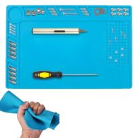 Lötmatte, 34x23cm Silikon Reparatur Matte, Hitzebeständige Lötmatte, Antistatische Reparaturmatte, Löt Arbeitsmatte mit Skala und Schraubposition zum Löten, Von Mobiler Elektronik Reparatur