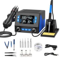 Lötstation, 2-in-1 Entlötstation & Lötstationen mit Drei Speichermodi, Automatischer Schlafmodus, LCD-Temperaturanzeige, 100~500°C Temperatur Einstellbar, Lötkolben Station für Profi-, Hobbylöten