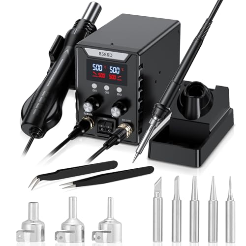 Soldering Station 2 in 1, Heißluft Lötstation mit 60W Leistung und Temperaturregelung von 180-500°C