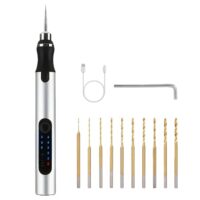 Mini Handbohrer Elektrisch, 3-Gang-Elektro-Mini-Bohrstift, wiederaufladbar, 10 Bohrer in verschiedenen Größen, ideal für Holz, Harz, Kunststoff, Leder und mehr
