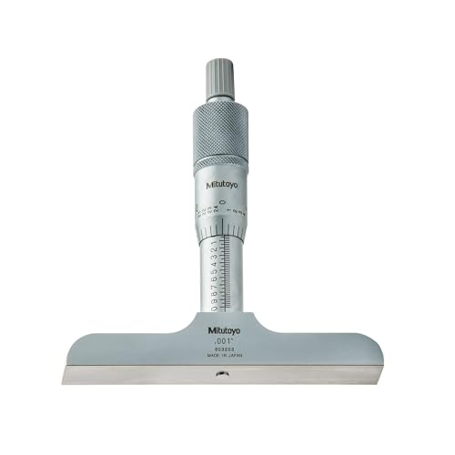 Mitutoyo Tiefenmessschraube 128-105, Messgenauigkeit 0.004 mm, für Präzisionsmessungen in tiefen Aussparungen, geeignet für Holz, Metall und Kunststoff.