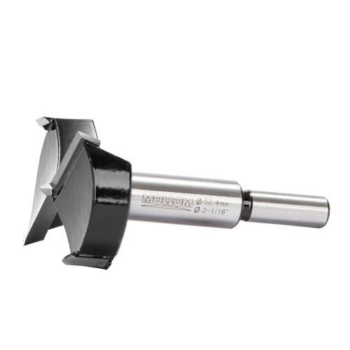 Mollom Forstnerbohrer 52,4 mm für präzise Holzbearbeitung mit YG8 Hartmetall-Dicke von 2,0 mm für Hartholz Kunststoff und Sperrholz