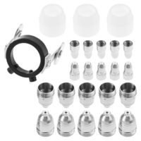 Hochwertiges Plasmazubehör für P80 Plasmaschneider-Brenner, 24-teiliges Set mit Keramikkappen, Elektroden und Rollenführungsrad