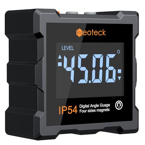 Winkelmesser IP54 mit Hintergrundbeleuchtung und Allseitig magnetischer Oberfläche, Neoteck Digital Level Box LCD für Holzbearbeitung, Bauwesen, Automobilwartung und Industrie