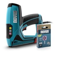 Professionelles Elektrotacker Kit mit Präzisionsnase, Distanzanschlag und elektrischer Schlagkraftregulierung für Flachdrahtklammern 6-14 mm und Nägel 16 mm