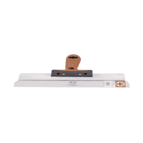 Hochwertiger Flächenspachtel aus rostfreiem Stahl mit körbiger Klinge und Griff aus natürlichem Kork für Fassadenspachtelung und Bauprojekte