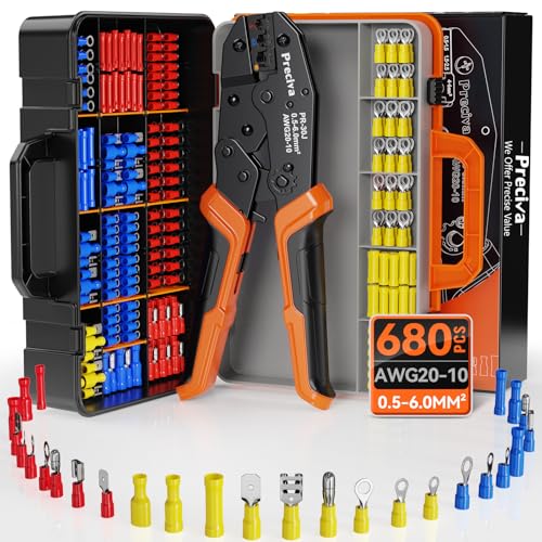 Hochwertiges Crimpzange Set von Preciva für Elektro- und Heimwerkeranwendungen mit stabilen Kabelverbinder und Ratschenmechanik für perfekte Kabelverbindungen