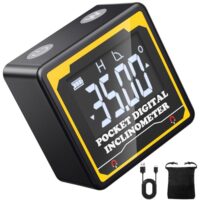 Digitales Winkelmessgerät von Preciva mit Magnetfuß und hintergrundbeleuchtetem Display, IP54-Schutzgrad und Typ-C-Schnittstelle für Holzbearbeitung