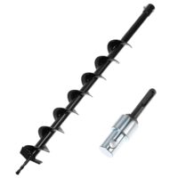 Erdbohrer 80 mm für Bohrmaschine mit Adapter, 80 cm Länge Erdlochbohrer für effizientes Bohren in leicht bis mittelfestem Erdreich