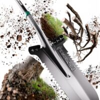 RASENKÖNIG Spaten mit Wurzelsäge Pro, Massivstahl, 20 Sägezähne, ergonomischer Griff, breite Trittkante, stabiles Werkzeug für Gartenarbeit