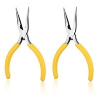 Zwei hochpräzise Schmuckzangen aus Edelstahl für Schmuckherstellung, ergonomisches Design und praktische Verpackung.