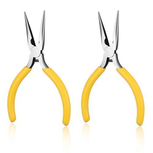 Zwei hochpräzise Schmuckzangen aus Edelstahl für Schmuckherstellung, ergonomisches Design und praktische Verpackung.