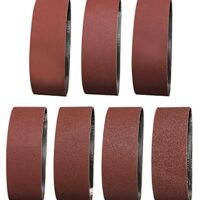 Umfassendes Schleifband-Set mit 14 Stücken in verschiedenen Körnungen (40/60/80/120/180/240/400) zum Schleifen, Feilen und Schärfen von Holz, Aluminium, Glasfaser, Gummi, Kunststoff, Stein und Nichteisenmetallen