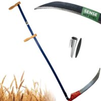 Robuste Sense für Gartenarbeit, Gras und Getreide - Metall Sensenstiel mit Wetzstein & Behälter