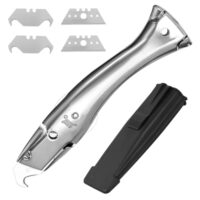 Teppichmesser Hakenklinge, professionell gebaut für Dachdecker, Zimmerer und Spengler. Robuster Teppichmesser mit Träzen- und Hakenförmigen Klingen, ideal für Industrie, Handwerk und Heimwerken.