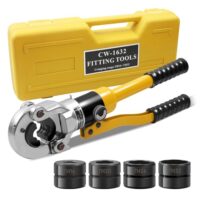 Hydraulische Rohrpresszange mit Gummigriff, 10 T Presskraft, Crimpzangen Set für PEX-Rohre, PB-Rohre, Kupferrohre