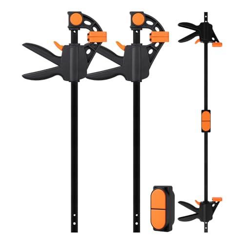 Einsetzbare Einhandzwinge 2 Stück mit Konnektor und Schraubzwingen Set für hohe Spannkraft bis 80 kg, spannweite 300 mm, Dehnbereich 155 - 950 mm, Fixieren von Werkstücken mit einer Hand