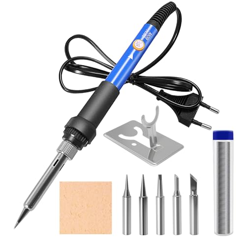 TUOLNK 9-teiliges Lötkolben-Set mit 6-stufiger Temperaturregelung und 5 Lötspitzen für Elektronikreparatur und Heimwerkerarbeiten