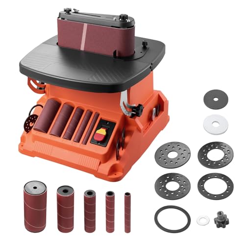 VEVOR Oszillierender Spindelschleifer, 2000 U/min, 16 mm Hub, 5 Hülsen (12,7–50,8 mm) & 610x98 mm Schleifband für Holzbearbeitung, Möbelschleifen und Heimwerkerprojekte