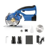 VEVOR Tragbarer Stoffschneider 150 W, elektrischer Industrieller Stoffschneider mit Klingengröße 100 mm, Max. Schnittdicke: 27 mm. Drahtlose Stoffschere aus Legiertem Stahl ideal für Tuch, Stoff usw.