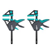Wolfcraft 2 Einhandzwinge PRO ERGO - Eine komfortable Zwinge für den Allroundeinsatz mit Spannkraft von 150 kg. Ergonomische Form, intelligentes Pumpmechanismus und rutschsicherer Halt.