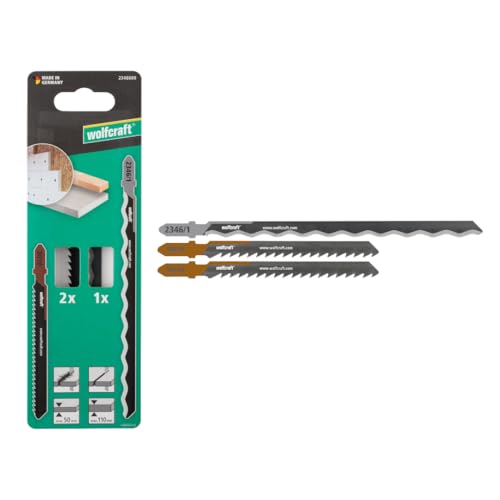 Wolfcraft Stichsägeblatt-Projektset 'Dämmerung' für schnelle Schnitte in XPS-Dämmstoff, Holzfaserdämmplatten und Dachlatten - Made in Deutschland