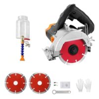 1300W Fliesenschneider Elektrisch, Nass-/Trocken Fliesensäge Steintrennsäge mit verstellbarer Schnitttiefe und zwei Sägeblättern für Stein-, Fliesen- und Holzschnitte