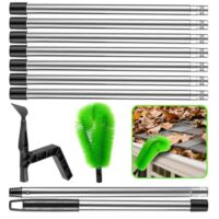 390 cm Dachrinnenreiniger und Reinigungslöffel Schaufel 2-in-1 zum Reinigen von Blättern und Dachrinne, Teleskop-Dachrinnenreiniger mit 9-teiligem Teleskopstange