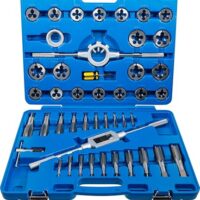 Gewindeschneid-Satz BGS 1898, umfassendes Werkzeugset für Gewindesteuerung, 45 Stücke inkl. Kunststoffkiste, hochwertige GCr15-Werkzeuge
