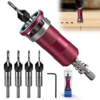 Kegelsenker Bohrer Set, Präzise Senker Holzbohrer mit Einstellbarem Tiefenanschlag für Holzverarbeitung