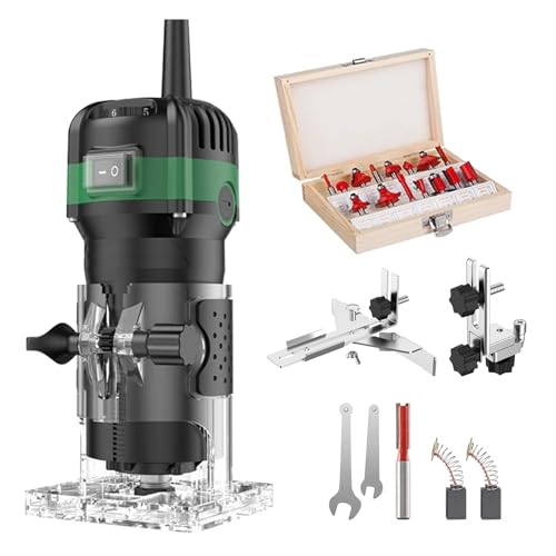 Oberfräse für Holzbearbeitung mit 6-Gang-Geschwindigkeitsregelung und 33.000 U/min Maximaldrehzahl