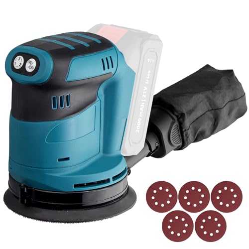 Schleifmaschine mit 3 Leistungsstufen und 5PCS 125mm Schleifpapier für Holz und Metall ohne Akku