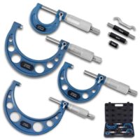 Bügelmessschrauben für präzise Messungen, Genauigkeit 0.01 mm, Außendurchmesser Mikrometer Stahl mit 25 mm, Kalibrierstange, Messbereich 0-25 mm, 25-50 mm, 50-75 mm, 75-100 mm